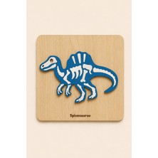 Store Ahşap Dinozor Puzzle Bul Tak Oyuncak Spinosaurus Iskelet 3+ Yaş Eğitici Montessori Yapboz