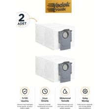 Roborock Qrevo / Qrevo S / Qrevo L / Qrevo C / Qrevo Pro / Qrevo Maxv Uyumlu 2’li Hijyenik Toz Torbası Seti | Robot Süpürge Yedek Parça