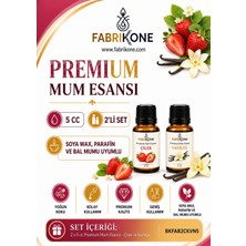 Fabrikone Premium Mum Esansı 5 cc 2'li Set - Çilek, Vanilya - Soya Wax, Parafin, Jel Wax ve Bal Mumu Uyumlu BKFAB2CKVN5