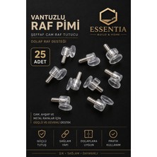 ESBH Vantuzlu Raf Pimi Şeffaf Cam Raf Tutucu Dolap Raf Desteği 25 Adet