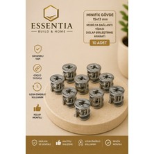 ESBH Minifix Gövde 15X13 mm Mobilya Bağlantı Vidası Dolap Birleştirme Aparatı 10 Adet
