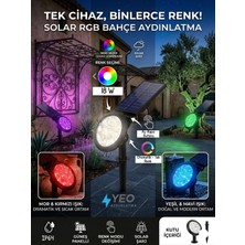 Yeo Aydınlatma 18W RGB Bahçe Aydınlatması Solar Güneş Enerjili Çok Renkli LED Çim Kazıklı Projektör IP64 Su Geçirmez ABS Plastik