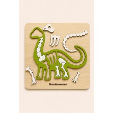 Store Ahşap Dinozor Puzzle Bul Tak Oyuncak Brachiosaurus Iskelet 3+ Yaş Eğitici Montessori Yapboz