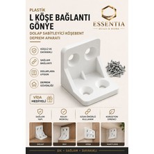 ESBH Plastik L Köşe Bağlantı Gönye Dolap Sabitleyici Köşebent Deprem Aparatı 50 Adet
