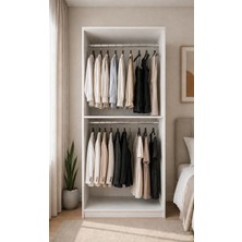 Modenza Mutfak %100 Mdf Gardırop 2 Kapaklı 2 Askılı Giysi Dolabı - Beyaz