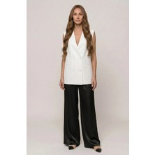 Passion Moda Evi Bol Kesim Beyaz Yelek