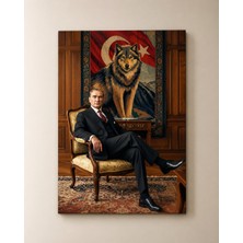Lumcent Atatürk & Bozkurt Temalı Premium Kanvas Tablo- Güç, Liderlik ve Asil Duruşun Modern Sanat ile Buluştuğu Özel Tasarım