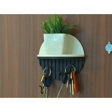 Modern Yuvarlak Duvar Rafı ve Anahtarlık Organizer - Çift Renkli Askılık