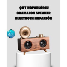 Gramafon Tasarımlı Bluetooth Hoparlör 3D Ses Teknolojili Çok Fonksiyonlu Nemere