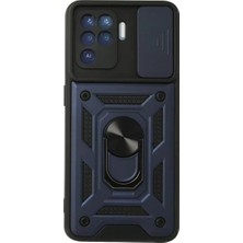 Uslucan Alışveriş Reno 5 Lite Kılıf Pars Lens Yüzüklü Silikon - Lacivert