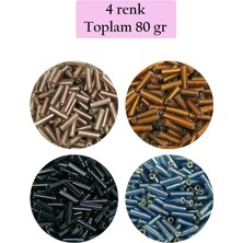 Nemere Uzun Boru Kesme Boncuk Çap 2mm Uzunluk 10 mm - 4 Renk - Toplam 80 Gram - BNC426