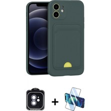 Marsilyan™- iPhone 11 Kılıf Vadi Çizgi Prime - Siyah 3D Antistatik Cam Ekran Koruyucu + Pvd Metal Kamera Lens - Mı