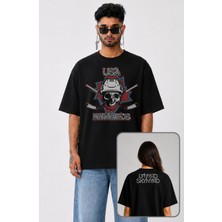Fuddy Moda Unisex Lynyrd Skynyrd Usa Ense Baskılı Bisiklet Yaka Tişört, Oversize Rock Band Temalı Tshirt