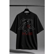 Fuddy Moda Unisex Oversize Rock Band Hım Baskılı Bisiklet Yaka Tişört