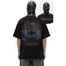 Fuddy Moda Unisex Iron Maiden Revelations Sırt Baskılı Tişört, Oversize Rock Band Temalı Tshirt