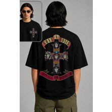 Fuddy Moda Unisex Oversize Guns N' Roses Members Horror Face Sırt Baskılı Rock Band Tişört