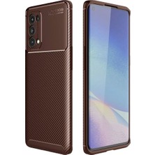 Uslucan Alışveriş Reno 5 Pro Kılıf Auto Focus Karbon Kapak - Kahverengi