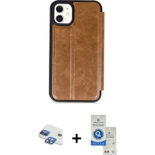 Marsilyan™- iPhone 11 Kılıf Zirve Yansıma Serisi - Şeffaf Royal Nano Ekran Koruyucu + Pers Alüminyum Kamera Lens - Gı