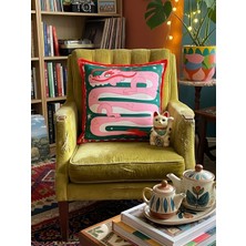 Rahan Design Ejderha Desenli Çift Taraflı Baskı Renkli Dekoratif Süet Kırlent Kılıfı - 43X43CM - Ejderha Desenli Kırlent Kılıfı