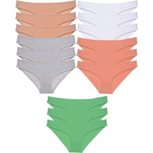 Modanı Seç 15 Adet Süper Eko Set Likralı Kadın Slip Külot Ten Gri Beyaz Pudra Yeşil