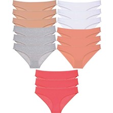 Modanı Seç 15 Adet Süper Eko Set Likralı Kadın Slip Külot Ten Gri Beyaz Pudra Fuşya