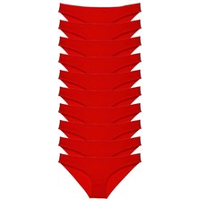 Modanı Seç 10 Adet Süper Eko Set Likralı Kadın Slip Külot Kırmızı