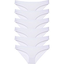 Modanı Seç 6 Adet Süper Eko Set Likralı Kadın Slip Külot Beyaz
