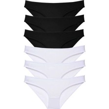Modanı Seç 6 Adet Eko Set Likralı Kadın Slip Külot Siyah Beyaz