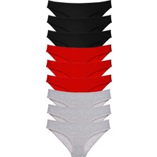 Modanı Seç 9 Adet Süper Eko Set Likralı Kadın Slip Külot Siyah Kırmızı Gri