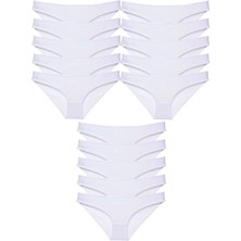 Modanı Seç 15 Adet Süper Eko Set Likralı Kadın Slip Külot Beyaz