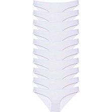 Modanı Seç 10 Adet Süper Eko Set Likralı Kadın Slip Külot Beyaz