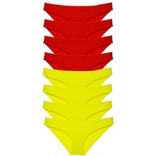 Modanı Seç 8 Adet Süper Eko Set Likralı Kadın Slip Külot Sarı Kırmızı