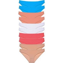 Modanı Seç 10 Adet Süper Eko Set Likralı Kadın Slip Ten Beyaz Pudra Fuşya Mavi