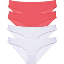 Modanı Seç 4 Adet Eko Set Likralı Kadın Slip Külot Fuşya Beyaz