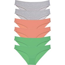 Modanı Seç 6 Adet Süper Eko Set Likralı Kadın Slip Külot Gri Pudra Yeşil