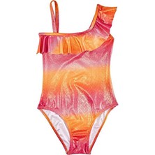 Slipstop Turuncu Kız Çocuk Desenli Mayo Charmiss Junior Swimsuit