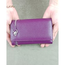 Edo Bag Wallet Hakiki Deri Parlak Çıtçıtlı Kadın Cüzdan