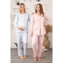 Modadua Bone 5905 Kadın Lohusa Viskon Klasik 3'lü Pijama Takımı