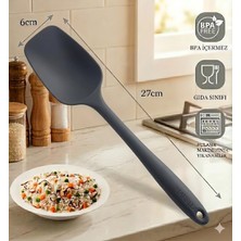 Viarella Büyük Boy Yanmaz Yapışmaz Silikon Kaşık Gri 27 cm