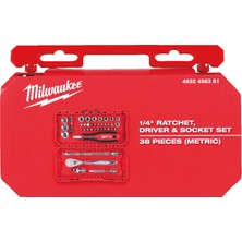 Milwaukee 1/4 Cırcır ve Tornavida Kollu Lokma Set 38 Parça 4932498381