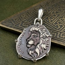 Ebrar Silver Gümüş Aslan Burç Kolye Ucu Mat 925 Ayar Gümüş Aslan Figürlü Unisex Kolye Ucu