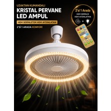 Güncel Çarşı Modern Kristal Tasarım Lambalı Tavan Vantilatörü, Uzaktan Kumandalı, E27 Duy, Sessiz Fanlı Tavan Lambası, 3 Kademe Hız Ayarlı, 3 Renk LED Aydınlatmalı, Enerji Tasarruflu Fan, Zaman Ayarlı