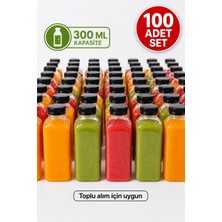 Medushop 100’LÜ 300 ml Pet Smoothie Detoks Meyve Suyu Şişesi Doğum Günü Kafe Içecek Şişesi Seti