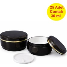 Demet Home 25 Adet Siyah Renk 30 ml Boş Pomat-Krem-Kozmetik Kutusu Plastik Krem Kavanozu ( Iç Conta Kapaklı )