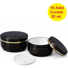Demet Home 10 Adet Siyah Renk 30 ml Boş Pomat-Krem-Kozmetik Kutusu Plastik Krem Kavanozu ( Iç Conta Kapaklı )