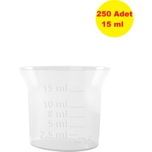 Demet Home 250 ADET 15 ml Kademeli Ölçekli Şeffaf Şurup Kadehi-Ölçekli Kulpsuz Ilaç Kaşık-Sıvı ve Toz Ölçeği Adet Seçenekli