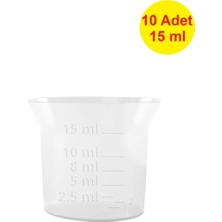 Demet Home 10 ADET 15 ml Kademeli Ölçekli Şeffaf Şurup Kadehi - Ölçekli Kulpsuz Ilaç Kaşık - Sıvı ve Toz Ölçeği