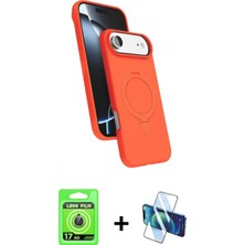 Marsilyan™- iPhone 17 Air Kılıf Iz Işık Koleksiyonu - Siyah 3D Antistatik Cam Ekran Koruyucu + Raze Metal Kamera Lens - Gd