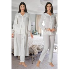 Modadua Effortt 2424 Uzun Dantel Sabahlıklı Lohusa Pijama