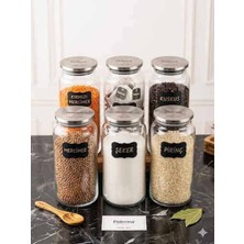 Pelenna 6 Adet 1300 Ml. Vakumlu Metal Kapaklı Cam Kavanoz Bakliyat ve Erzak Ş